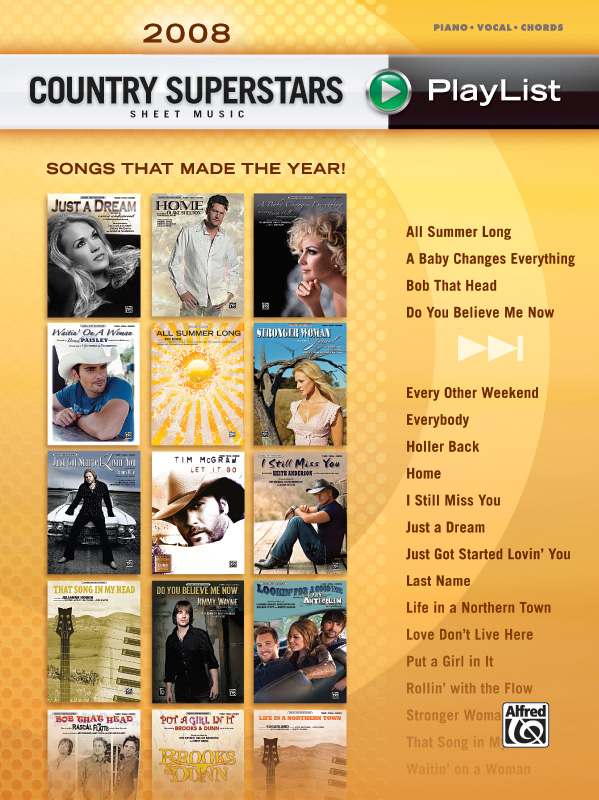 2008 Country Superstars Sheet Music Playlist